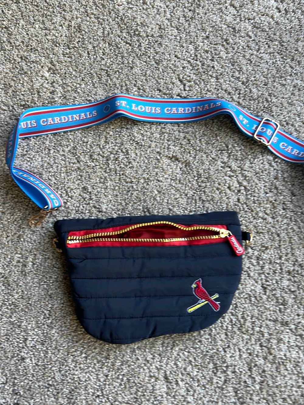 St. Louis Cardinals Quilted Crossbody Bag - Navy with Red Trim